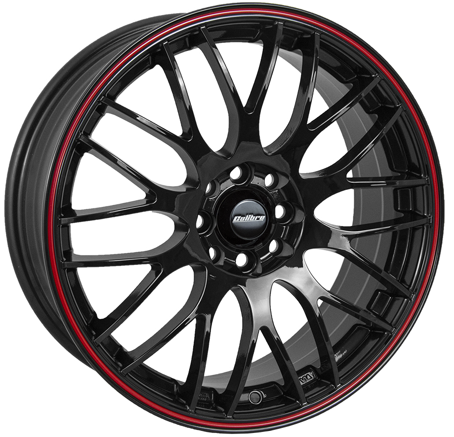Calibre Motion - Gloss Black / Red Rim (Set of 4)