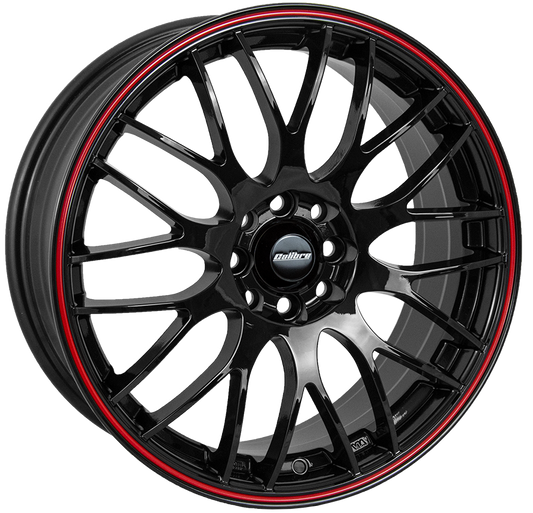Calibre Motion - Gloss Black / Red Rim (Set of 4)